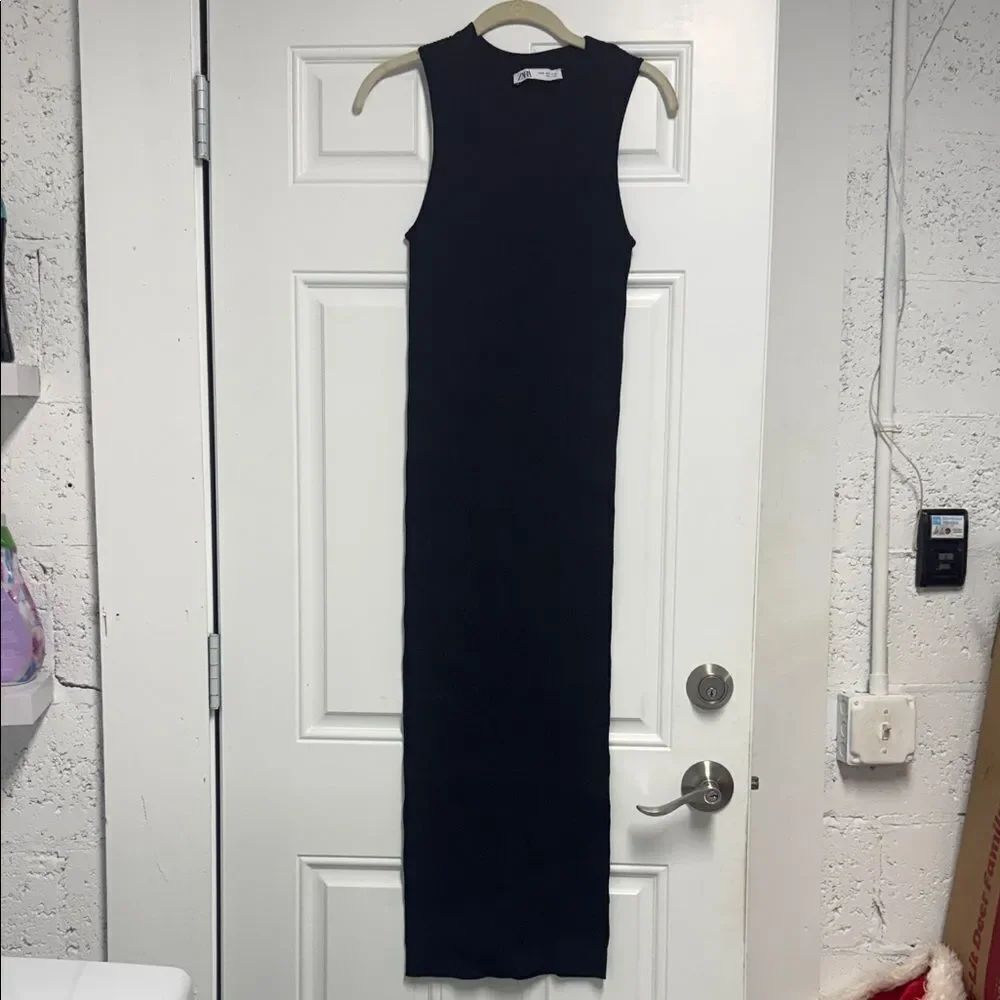 Zara Black Sleeveless Ribbed Knit Maxi Dress - BRAND NEW - NWOT - Medium